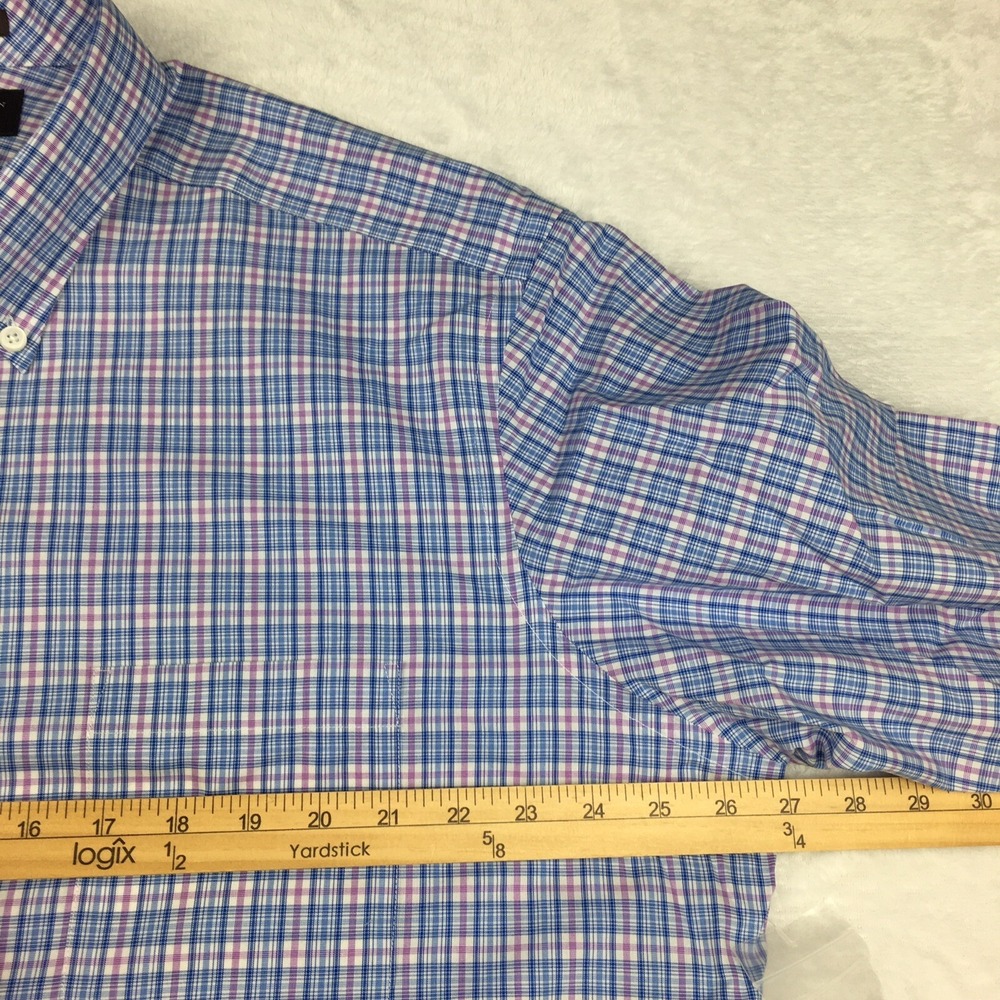 BLACK BROWN Dress Shirt Mens 18-36 Blue/Mauve Plaid Egyptian Cotton NWT! - Picture 9 of 11
